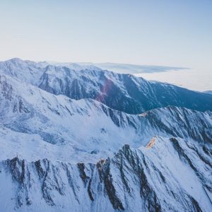 Snow Mountains - Aerial view of the majestic snow-capped Carpathi #10473212