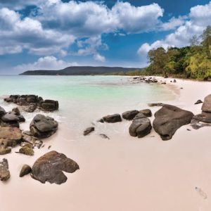 Beach Scenery - Tranquil Sok San Beach with clear waters and roc #12002133