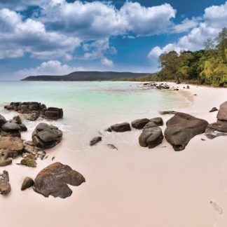 Beach Scenery - Tranquil Sok San Beach with clear waters and roc #12002133