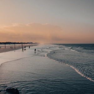 Beach Scenery - A peaceful sunset at a sandy beach with gentle w #12951940