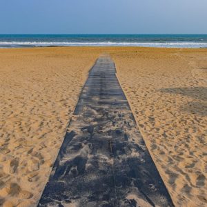 Beach Scenery - Tranquil view of the sandy Puri beach with a pat #29547316