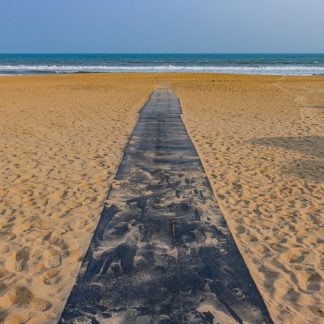 Beach Scenery - Tranquil view of the sandy Puri beach with a pat #29547316