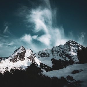 Snow Mountains - Breathtaking view of snow-covered mountains unde #31579897