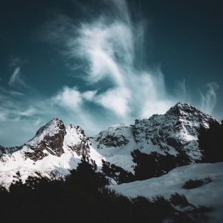 Snow Mountains - Breathtaking view of snow-covered mountains unde #31579897