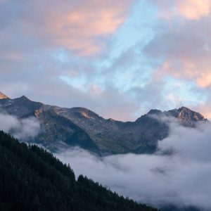 Mountain Landscapes - Mountain range with clouds and sunset sky, creat #33120477