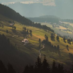 Mountain Landscapes - Early morning sunlight bathes the peaceful rolli #33771535