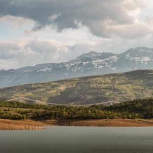 Lake Reflections - A breathtaking view of a mountain landscape with #34712155