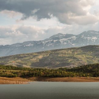 Lake Reflections - A breathtaking view of a mountain landscape with #34712155