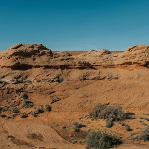 Desert Wilderness - Scenic view of red rock formations under a clear #34933154