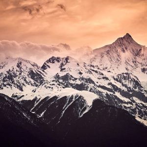 Snow Mountains - Breathtaking view of snow-covered mountains unde #35392507