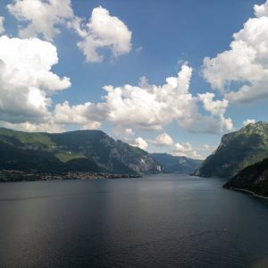 Lake Reflections - Breathtaking aerial view of Lake Como with lush  #36483983